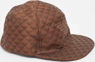 Emporio Armani Brown Logo Jacquard Aquila Baseball Hat