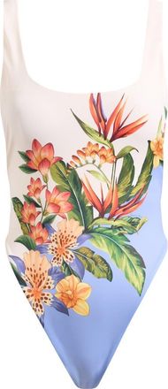 Farm Rio Hilo Floral One-Piece Swimsuit in Hilo Stripes Light Blue at Nordstrom, Size X-Small