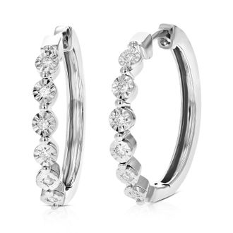 Vir Jewels 1/8 cttw Lab Grown Diamond Hoops Earrings in Sterling Silver With Hidden Post For Women