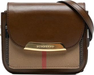 Burberry 2000-2010 Leather and House Check Canvas crossbody bag - women - Calf Leather/Canvas/Leather - One Size - Brown