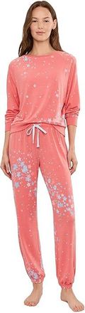 Honeydew Intimates Star Seeker Long Set Womens Pajama Sets Coral Blush Stars : SM, Elastane/Polyester/Rayon