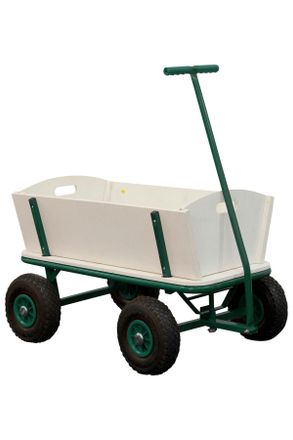 ambia GARDEN Bollerwagen, Braun, Gr&uuml;n, Holz, Metall, 95x97x61 cm, CE, Freizeit & Co, Gartenspielzeug, Bollerwagen