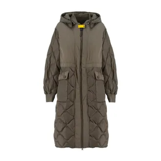 Parajumpers Parkas, female, Gray, Size: XS Textured Hooded Jacket with Drawstring Waist