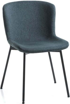 Oresteluchetta Set De 4 Sillas Tapizadas En Tela Con Patas De Metal Rann - Azul Marino