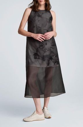 Kenneth Cole Sheer Overlay Dress in Black at Nordstrom, Size 14