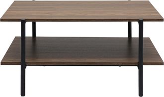 Miliboo Mesa Baja Rectangular Con Acabado En Madera De Nogal Oscuro Y Metal Negro L80 Cm Pippa