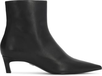 Kazar Minimalistische Leren Kittenhak Laarzen - Dames - Laarzen met Hak - Zwart - 37 EU - Leer - Schoenen