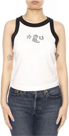 Wrangler Tops, Dames, Wit, L, Katoen, Slim Ringer Tank