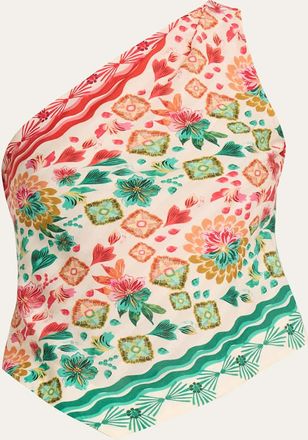 Saloni Madeline Printed One-Shoulder Top