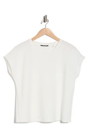 T Tahari Extended Shoulder Crewneck Scuba Knit T-Shirt in White at Nordstrom Rack, Size X-Large