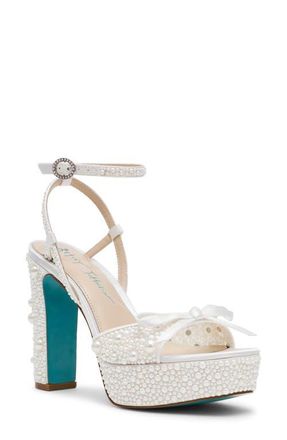 Betsey Johnson Enola Ankle Strap Platform Sandal in Pearl at Nordstrom, Size 8.5