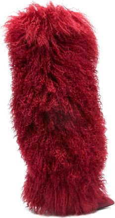PARIS TEXAS fur knee-high boots - Red