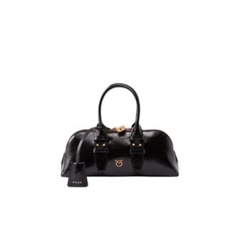 Pinko Bowlingtas Horizontaal - Dames - Handtassen - Zwart - ONE Size - Katoen - Tassen