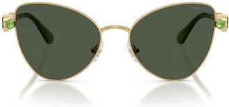 Swarovski 56mm Butterfly Sunglasses in Gold /Light Green at Nordstrom