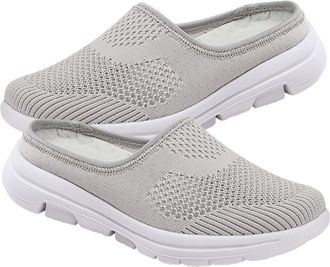 Vosarea Breathable Lightweight Mesh Half Slippers for Summer Thin Bottom Shoes for Casual Comfort Easy-wear Grey Summer Footwear for Men and Women