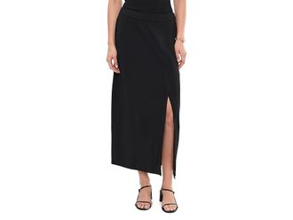 Eileen Fisher Stretch Jersey Knit Full Length Straight Skirt With Slit Womens Skirt Black : MD, Lyocell/Spandex/Tencel