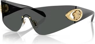 Versace Goudkleurige Donkergrijze Zonnebril - Heren - Zonnebrillen - Grijs - 42 MM - Accessoires
