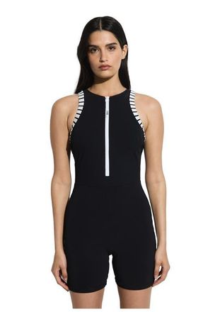 Free Sport By Gottex Coco High Neck Swim Romper in Black-White at Nordstrom, Size 14
