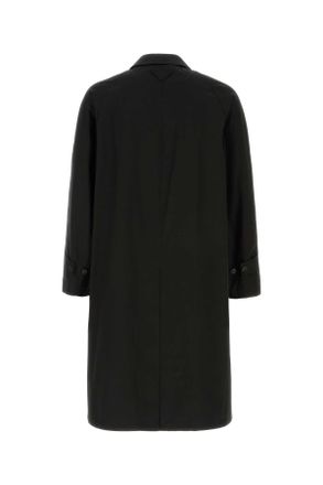 Prada Mens Black Cotton Overcoat Nero Exterior: Cappotti