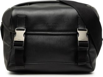 Prada Black Leather Messenger Bag (Pre-Owned)