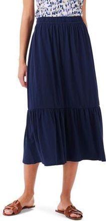 Nic+Zoe Tiered Cotton Blend A-Line Midi Skirt in Dark Indigo at Nordstrom Rack, Size X-Small
