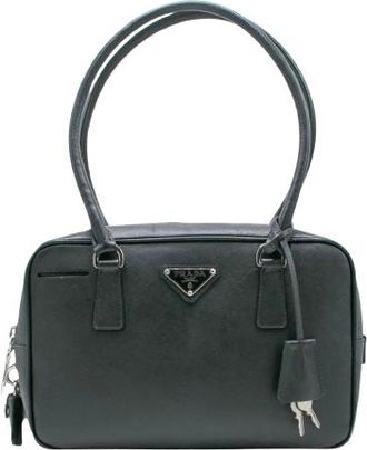 Prada Black Saffiano Bauletto Bag