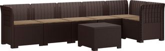 vidaXL Sof&aacute; De Jard&iacute;n Para 6 Personas Con Cojines Estilo Rattan Pp Vidaxl