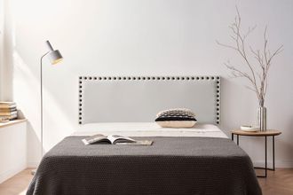 Moonia Moonia - Cabecero Tapizado Modena Polipiel 100x55x8 Cm - Gris Claro