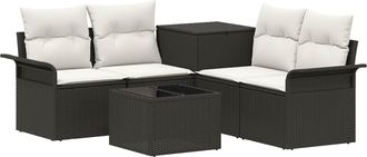 vidaXL Juego De Sof&aacute; 6 Uds. 4-n&uacute;mero De Plazas Negro Y Blanco Crema Vidaxl