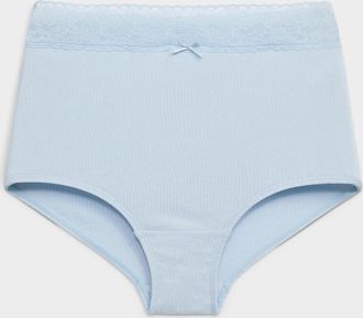 Miiyu Womens Lace trim stretch high-waist boyshort Organic cotton and nylon