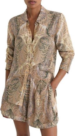 Reiss Katiya Paisley Button-Up Shirt in Grey/neutral at Nordstrom, Size 10