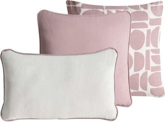 Beliani Set of 3 Scatter Cushions Pink Cotton Fabric 45/30 x 45/50 cm Throw Pillow PENTACE