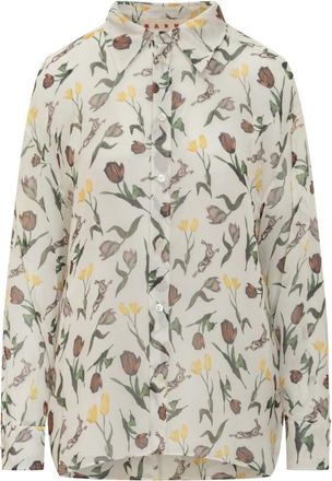 Marni White Floral Print Shirt