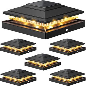 OEM Juego De 6 Luces Solares Con Tapas Protectoras, 8 Led, Luces Solares Impermeables Ip65, Luces Solares Para Jard&iacute;n Para Postes De Valla De 4x4, 5x5 Y 6