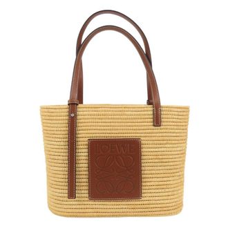 Loewe Beige Brown Raffia Leather Tote Bag (Pre-Owned)