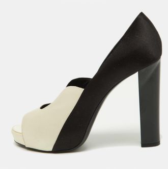 Pierre Hardy White/black Satin Peep Toe Pumps