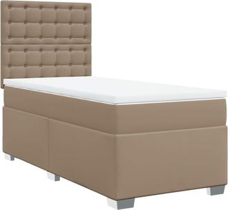 vidaXL Vidaxl - Cama Box Spring Con Colch&oacute;n Cuero Sint&eacute;tico Capuchino 100x200cm