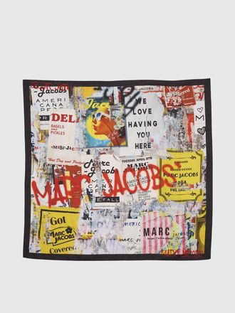 Marc Jacobs Foulard in pura seta con stampa grafica e logo all-over