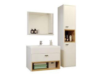 Usinestreet Usinestreet - Conjunto De Mueble De Ba&ntilde;o Baltesi 100, Blanco + Roble Artisan