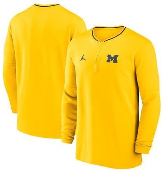Jordan Brand Mens Jordan Brand Maize Michigan Wolverines 2024 Sideline Coach Performance Half-Zip Long Sleeve Top at Nordstrom, Size Small