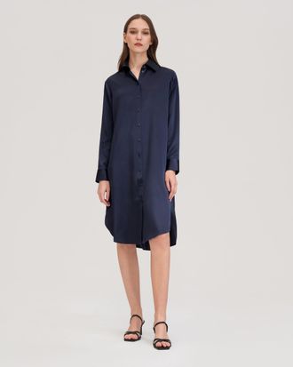 LilySilk Classic Freesia Silk Shirt Dress for Women