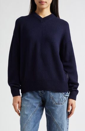 J.W.Anderson V-Neck Cashmere Sweater in Navy at Nordstrom, Size Xx-Small