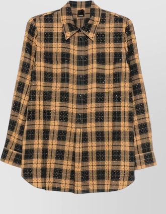 Pinko checked rhinestone-embellished shirt