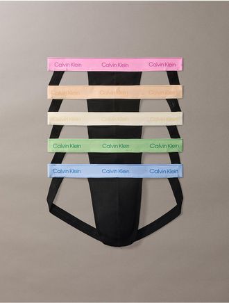 Calvin Klein Mens Icon Cotton Stretch Pride 5-Pack Jock Strap - Multi - XL