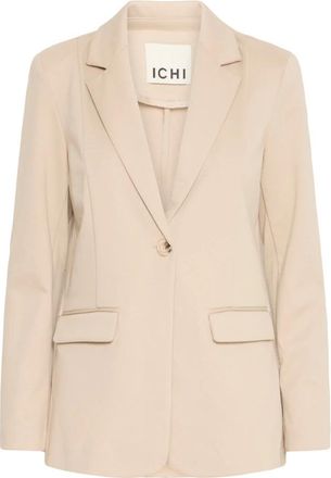 Ichi Elegante Blazerjas in Doeskin - Dames - Blazers - Beige - 2XL - Leer - Jassen