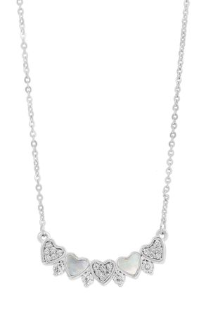 Savvy Cie Jewels BAR NECKLACE WITH CZ AND M. O.P. HEARTS