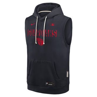 Nike Cleveland Guardians Authentic Collection Standard Issue Nike Mens Dri-FIT MLB Sleeveless Pullover Hoodie in Blue | 03B44FAGUA-4T2