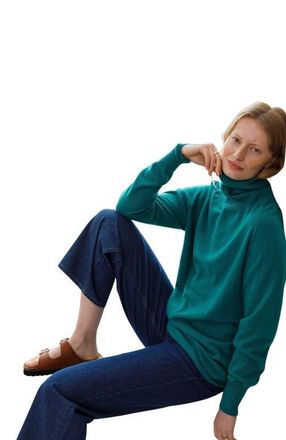 Celtic & Co. Geelong Wool Slouch Turtleneck Sweater in Sea Green at Nordstrom, Size X-Small