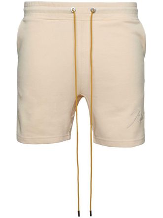 Rhude logo-embroidered cotton track shorts - Neutrals