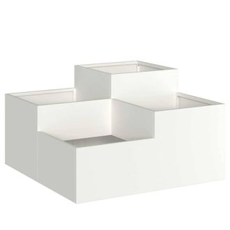 Berkfield Home Garden Planter 80x80x48 cm White Steel | Size: 80 x 80 x 48 cm